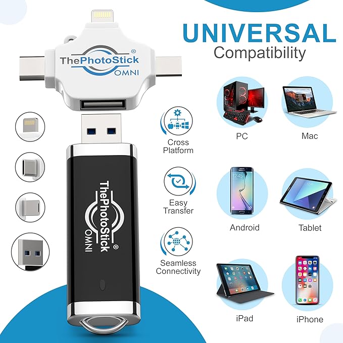 ThePhotoStick® Omni 128GB USB Flash Drive & Memory Stick – Automatic Photo & - Image 4