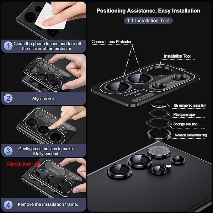 WSKEN for Samsung Galaxy S24 Ultra Camera Lens Protector, Ultra Thin Scratch - Image 6