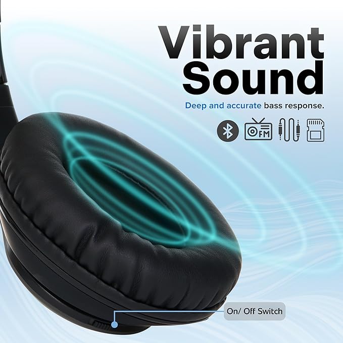 iJoy Bluetooth Headphones Over Ear, Wireless and Wired Foldable Headset - Image 2
