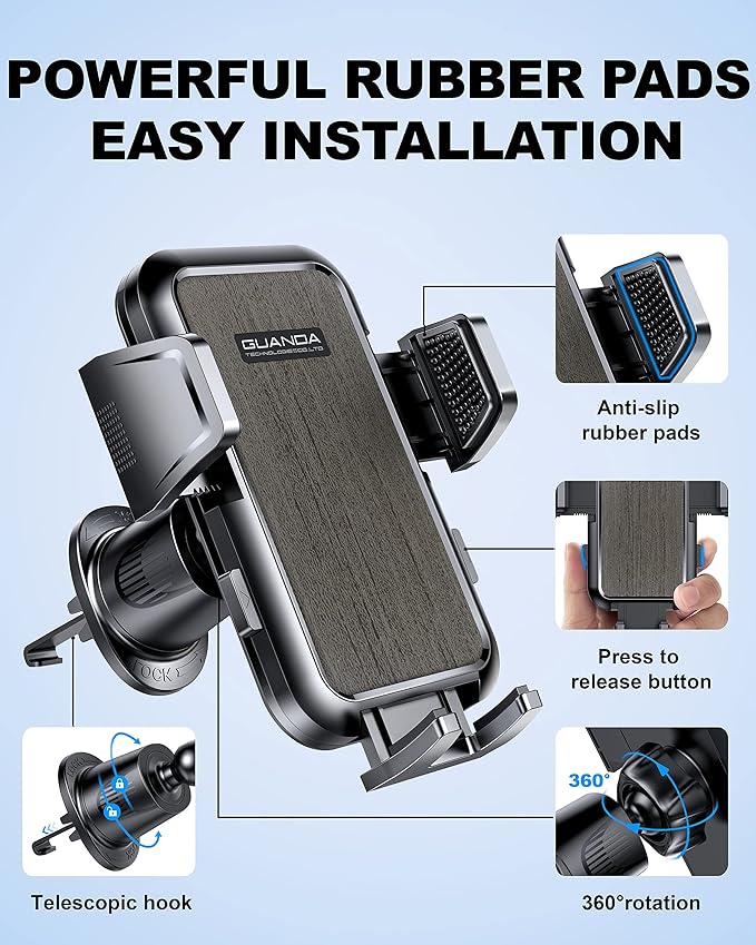 Car Phone Holder Mount for Air Vent, 360° Adjustable Vent Clip, Compatible - Image 6