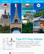2 Pack Germany France Travel Plug Adapter, Type E/F Power Plug Adapter - Image 2