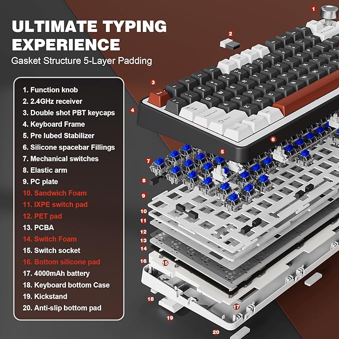 YUNZII B75 PRO Wireless Mechanical Keyboard, 75% Layout - Image 4