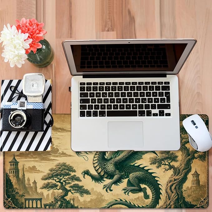 Vintage-Style Dragon Gaming Mouse Pad 3mm Thick Stitched Edge Waterproof - Image 6
