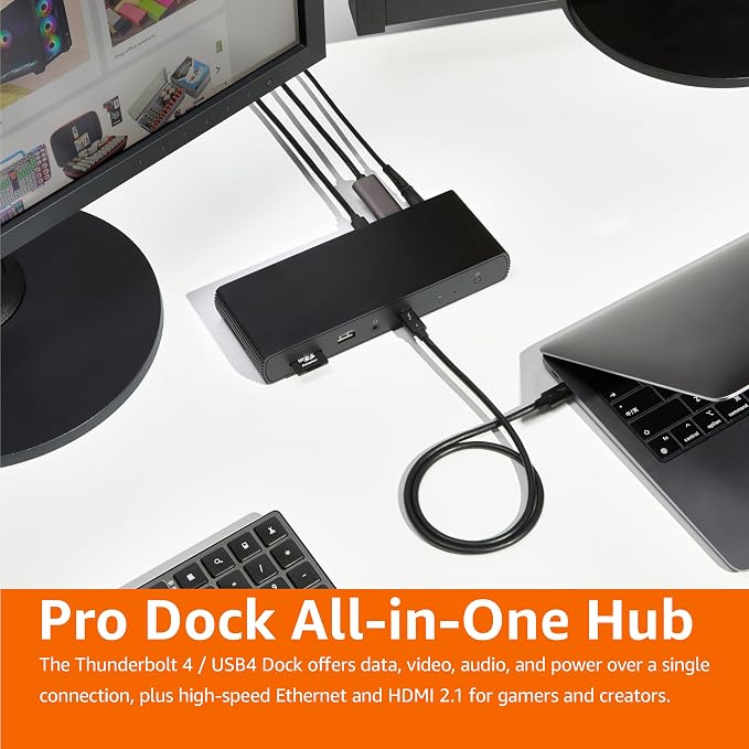 Amazon Basics Thunderbolt4/USB4 Pro Docking Station, 3xUSB A 3.1, Dual Display - Image 7