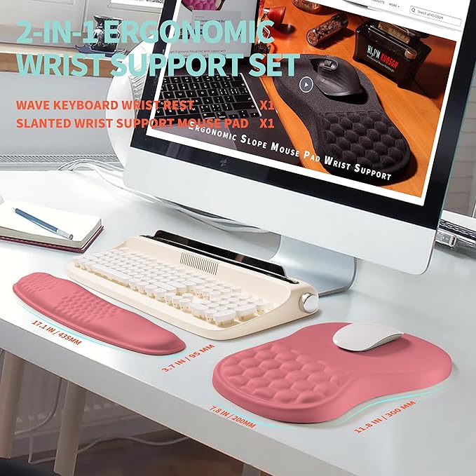 2-in-1 Ergonomic Set, Wave Rise Keyboard Wrist Rest and Massage Bulge Slope - Image 5
