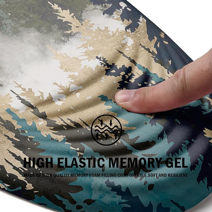 Ergonomic Mouse Pad with Wrist Rest Support, Memory Foam & PU, Forest Sunrise - Image 3