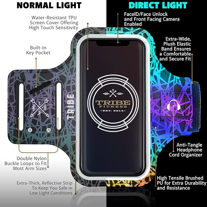 TRIBE Water Resistant Cell Phone Armband Case Running Holder - Image 3