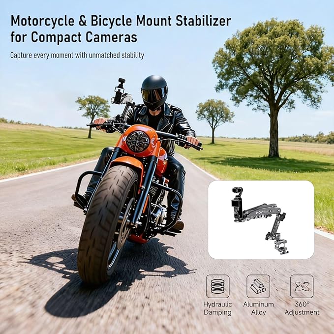 MOVMAX Blade Arm Bike Motorcycle Handlebar Mount Stabilizer, Camera Clamp Mount - Image 2