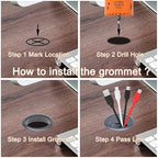 Desk Grommet 2-3/8 inch with Hole Saw, Desk Cord Hole Cover Grommet - Image 4