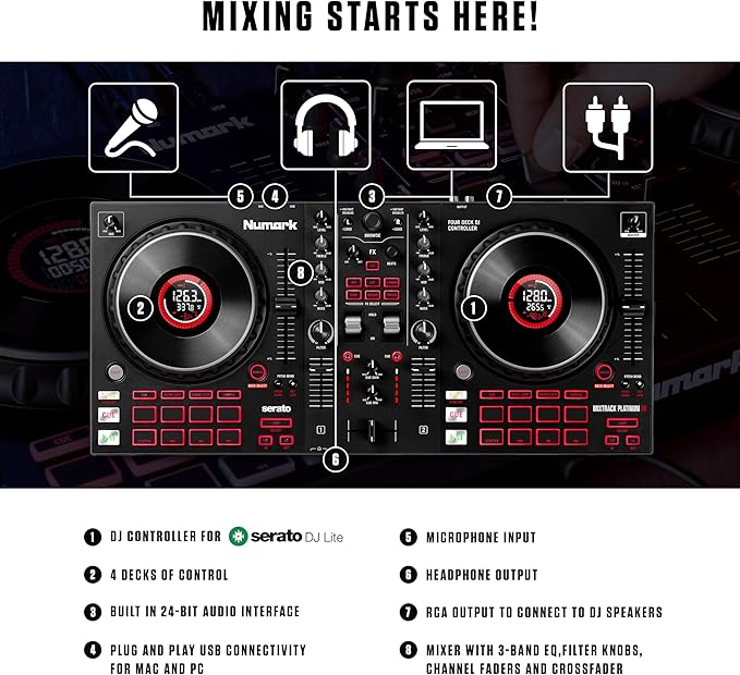Numark Mixtrack Platinum FX Serato DJ Controller - Image 2