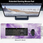 Watercolor Purple Marble Desk Mat, Large Violet Marble Texture Gaming Keyboard - Image 2