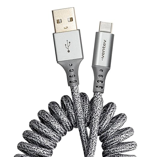 Ventev - Chargesync Helix Cable 14" USB A to USB C, Cloth Covered, Flexible by VENTEV