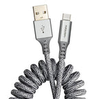 Ventev - Chargesync Helix Cable 14" USB A to USB C, Cloth Covered, Flexible by VENTEV