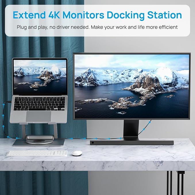 Adjustable Laptop Stand with 360 Rotating Base & USB Docking Station - Image 5