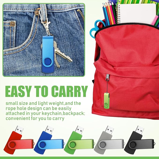 50 Pack 32GB USB 2.0 Flash Drives Bulk Portable USB Thumb Drives Swivel - Image 6