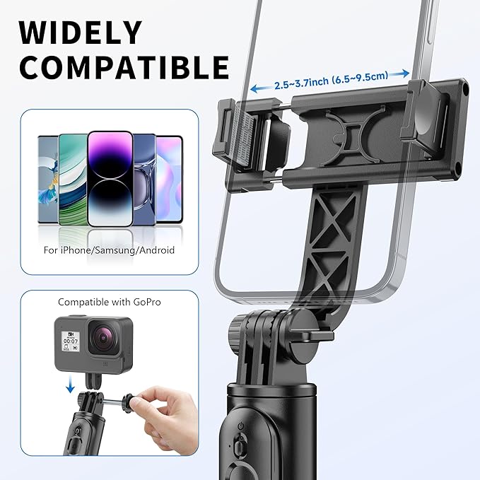 Selfie Stick Tripod, All in One Extendable & Portable iPhone Tripod Selfie Stick - Image 7