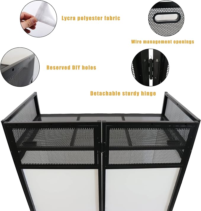 Portable DJ Booth DJ Facade DJ Table Station Two-position Height Adjustable - Image 4