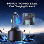 205W USB C Car Charger, 3-Ports PD3.1/PPS/QC3.0 Fast Charging Type C Cigarette - Image 5