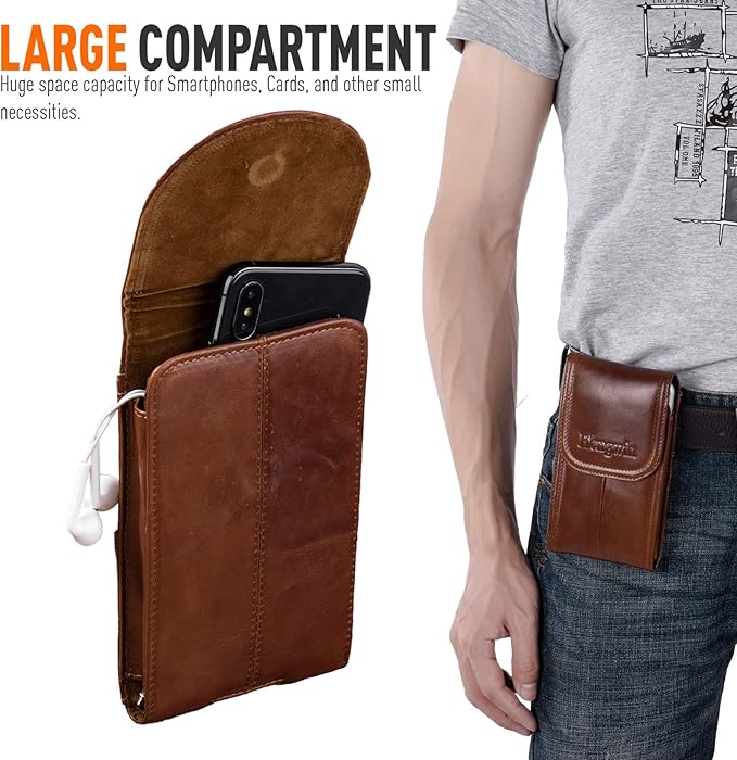 Hengwin Genuine Leather Cell Phone Holster Belt Case - Image 6