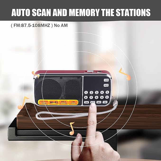 Leting Portable AM/FM Radio and MP3 Speaker, Mini Rechargeable Radio - Image 5