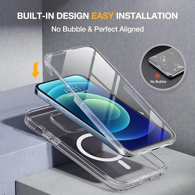 Miracase Magnetic for iPhone 12/12 Pro Case 6.1 inch, Upgrade Full-Body Clear - Image 2