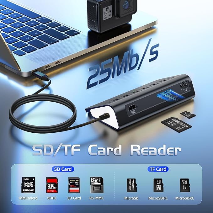 USB C Hub Ethernet, 10Gbps Laptop Docking Station 10-in-1, 4K@60Hz HDMI - Image 7