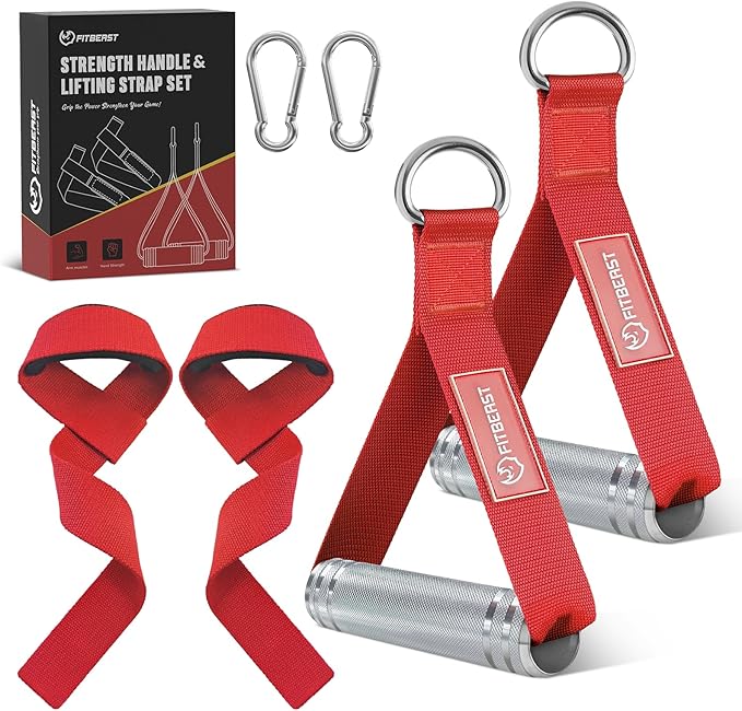 FitBeast Aluminum Exercise Handles & Lifting Straps Set by FitBeast