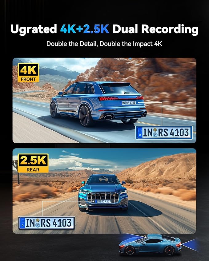 JOMISE T860+ Mirror Dash Cam 4K Front and 2.5K Rear, Detached Front Camera - Image 2