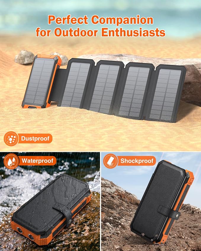 GOODaaa Power Bank Wireless Charger 36800mAh Solar Charger - Image 6