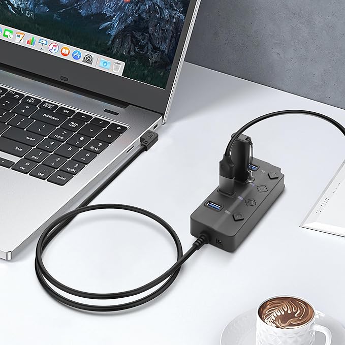 90 Degree USB Hub Splitter YACSEJAO USB 2.0 Data Hub - Image 2