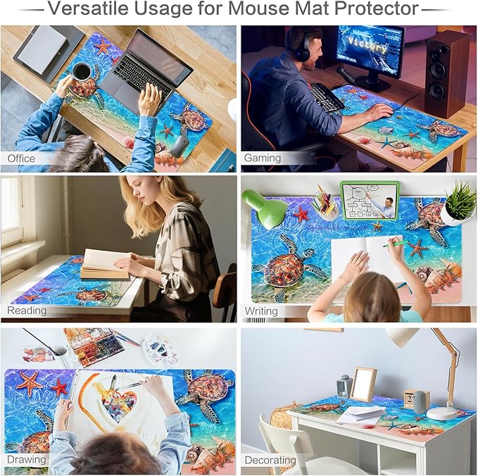 Lokigo Sea Turtle Desk Pad, Waterproof Large Mouse Pad - Image 8