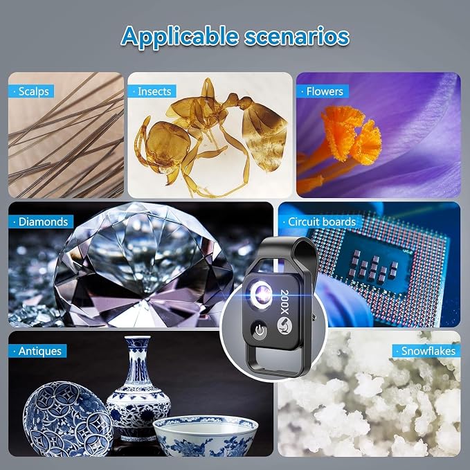 APEXEL 200X Phone Microscope Lens, Nano Zoom Phone Micro Lens - Image 6