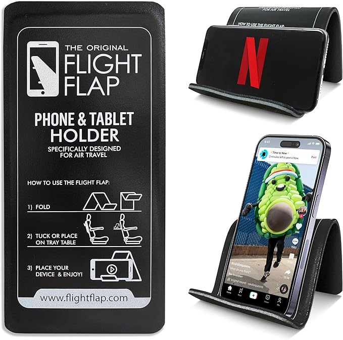 Airplane Phone Holder, Flexible Cell Phone Holder, Folding Cellphone Stand by FlightFlapbyFolden