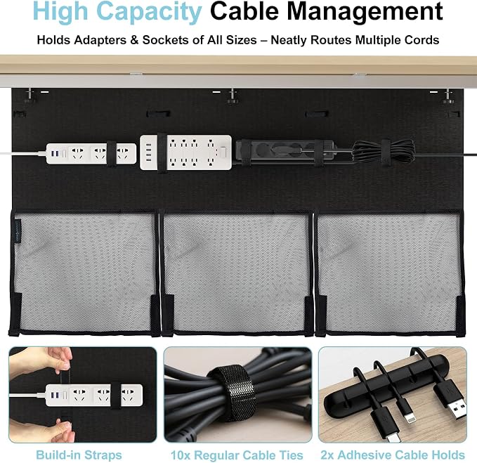 No Drill Under Desk Cable Management and Privacy Panel 2 in 1 | Modesty Panel - Image 2