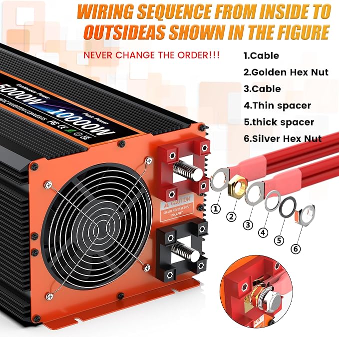 5000 Watt Pure Sine Wave Power Inverter 12V DC to 110V 120V Converter - Image 6