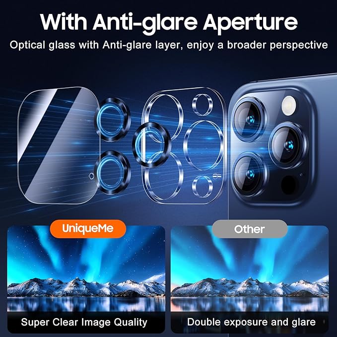 UniqueMe Compatible for 3 Pack iPhone 15 Pro/iPhone 15 Pro Max Camera Lens - Image 4