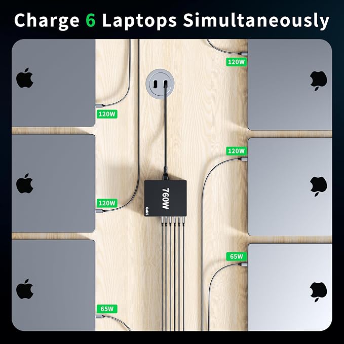 760W USB C Charger Block, 10 Port Fast Charging Station Hub Brick PD 100W Gan - Image 3