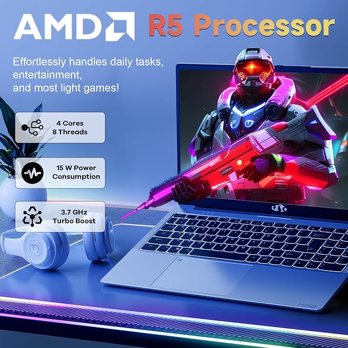 NIMO 15.6 inch Laptop FHD, AMD Ryzen 5 3500U, 8 GB RAM, 256 GB SSD, Windows 11 - Image 2