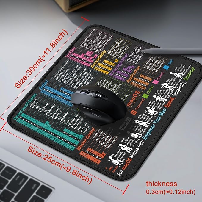 Mouse Pad for macOS Shortcuts – Small mac Cheat Sheet Desk Pad – 11.8"x9.8" - Image 4