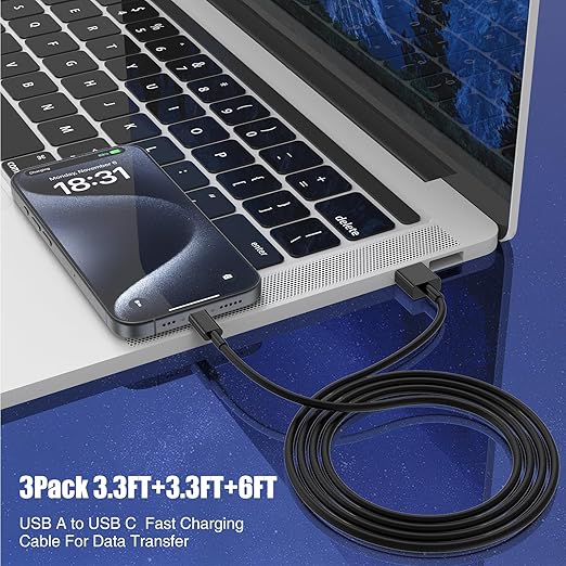 3-Pack Black USB A to USB C Cable，USB to USB C Car Carplay Cable - Image 4