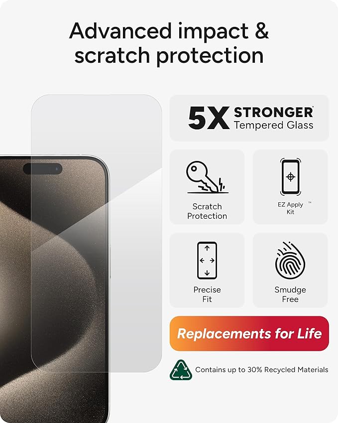 ZAGG InvisibleShield Glass Elite iPhone 15 Pro Screen Protector - Image 2