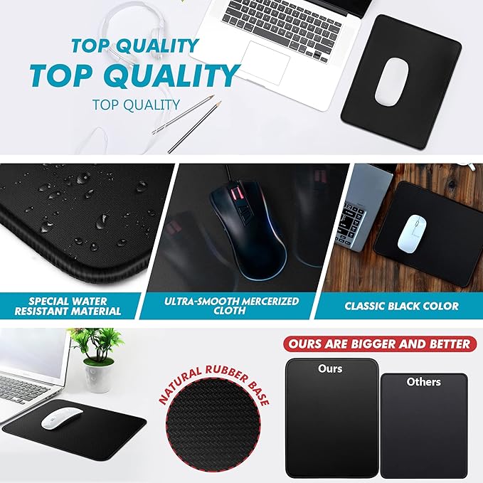 Mouse Pad 3 Pack, 35% Larger Size, Smooth Surface, Stitched Edges, Non-Slip - Image 5