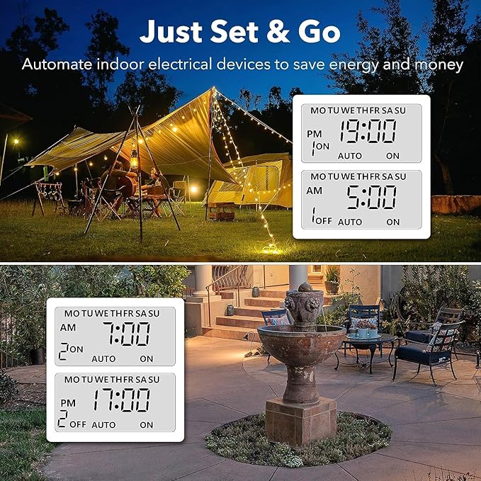 BN-LINK 7 Day Outdoor Heavy Duty Digital Programmable Timer, Dual Outlet - Image 5
