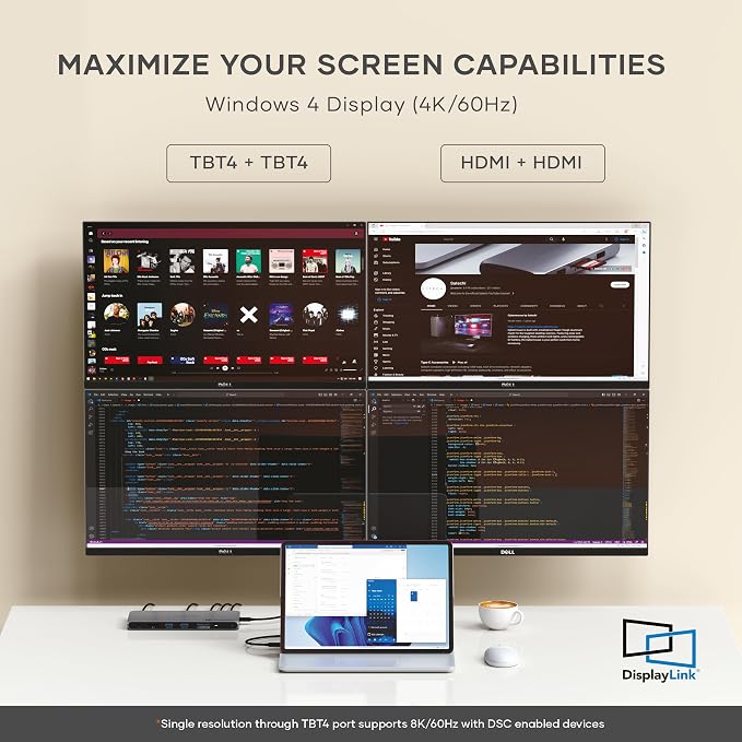 Satechi Thunderbolt 4 Dock 100W Charging, Dual Monitor HDMI 4K/60Hz, 40Gbps - Image 4