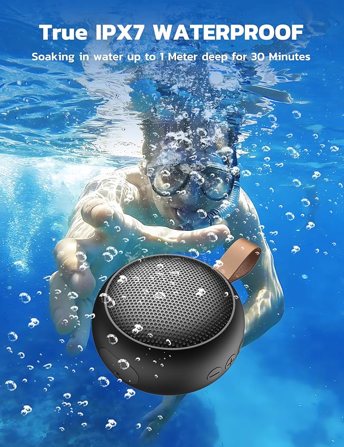 Portable Bluetooth Speaker, IPX7 Waterproof Small Shower Speaker Wireless - Image 2