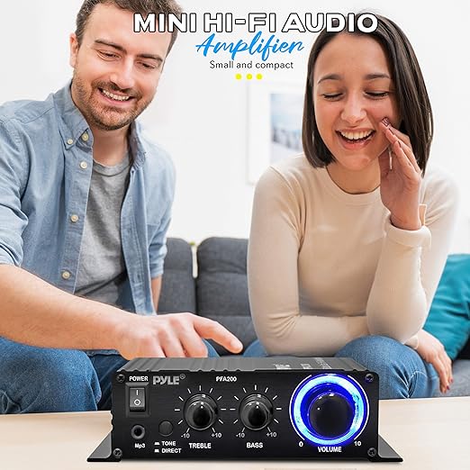 Pyle Home Mini Audio Amplifier - 60W Portable Dual Channel Surround Sound HiFi - Image 5
