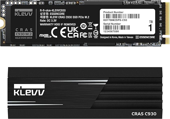 KLEVV CRAS C930 1TB M.2 2280 NVMe PCIe Gen4x4 Internal Gaming SSD Aluminium by HOME