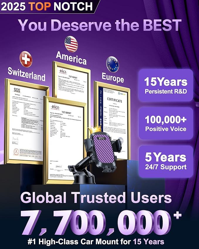 HTU 2025 Best Car Phone Holder 【Ultimate 5-in-1 & Upgraded 100+LBS Strongest - Image 3