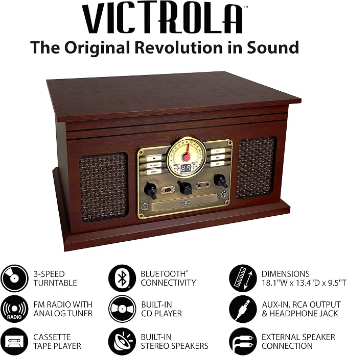 Victrola The Quincy 6-in-1 Bluetooth Record Player & Multimedia Center - Image 3