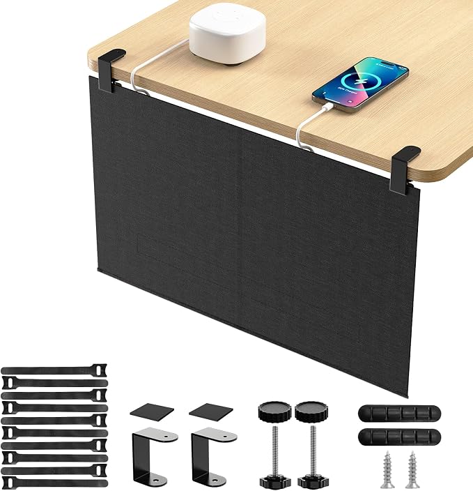 No Drill Under Desk Cable Management and Privacy Panel 2 in 1 | Modesty Panel by ERGOCOLLECT